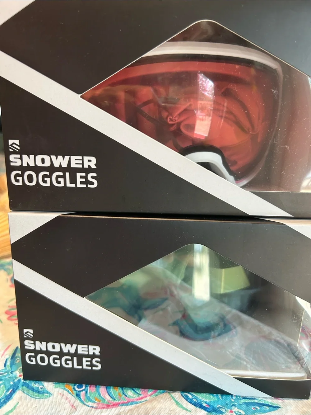 Snower Snow Goggles - Red and Teal Pair of 2